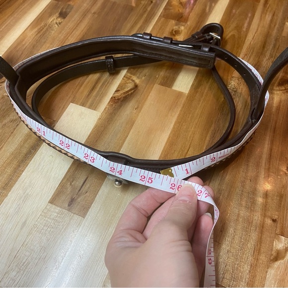 English Bridal Flash Noseband inlay Truly Canadian leather Stitched dark brown - Picture 4 of 7